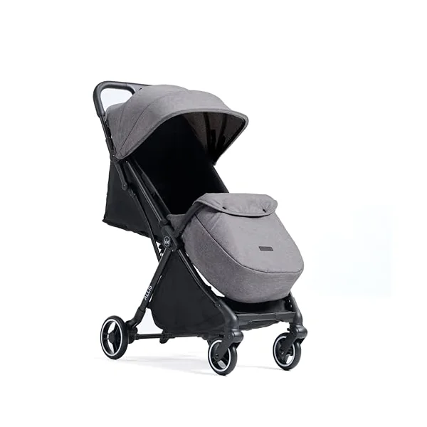 Flick Auto-Fold Stroller with Footmuff & Raincover, Grey | From Birth to 4 Years (22kg), Lightweight Stroller, Compact Pushchair, Reclining Seat, 5-point Harness, Puncture-proof Wheels