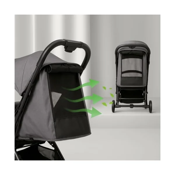 Flick Auto-Fold Stroller with Footmuff & Raincover, Grey | From Birth to 4 Years (22kg), Lightweight Stroller, Compact Pushchair, Reclining Seat, 5-point Harness, Puncture-proof Wheels