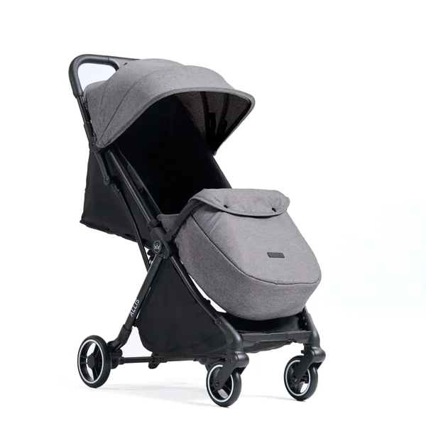 Flick Auto-Fold Stroller with Footmuff & Raincover, Grey | From Birth to 4 Years (22kg), Lightweight Stroller, Compact Pushchair, Reclining Seat, 5-point Harness, Puncture-proof Wheels