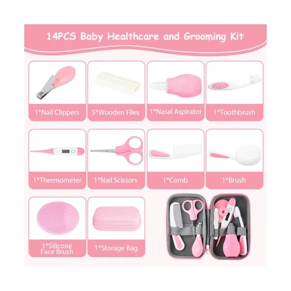 Flintronic14 in 1 Baby Healthcare and Grooming Kit, Newborn Baby Care Accessories with Hair Brush, Comb, Nail Clippers, for Newborn Boys Girls