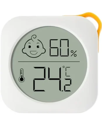 Flintronic 1PC Room Thermometer Hygrometer Indoor, Accurate Hygrometer | Mini Digital Temperature Humidity Meter Gauge, with Hanging Hole and Face Icons for Home Baby, Office, Garden (with Battery)