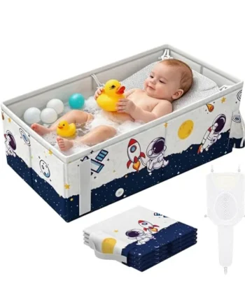 Foldable Baby Bath, Portable Toddler Bath with Bath Support & Toys, Space Saving, Suitable for Newborn to 5 Years(80 x 40 x 26 cm)