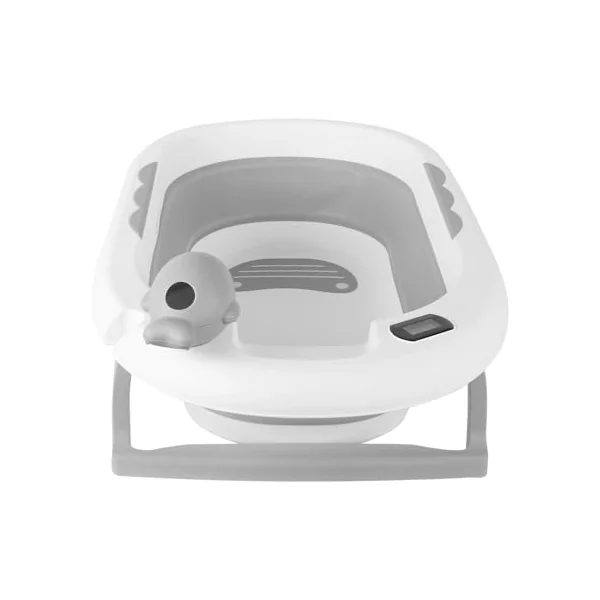 Foldable Baby Bath Tub with Stand, Non-Slip Feet, Temperature Sensor, Cushion Insert, Shower Cap, Bath Tub 82x42x22cm, Grey