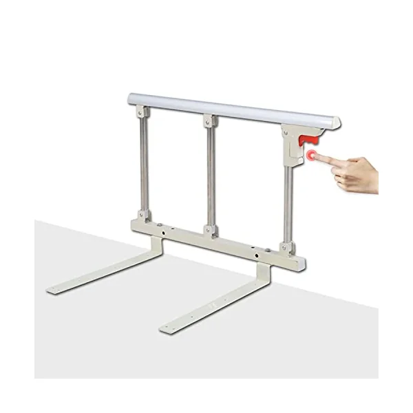 Foldable Bed Rail, Safety Side Assist Handrails for Seniors, Portable Side Metal Handle Bumper, Fall Protection Bed Barrier for Toddler Adults Home Hospital Use