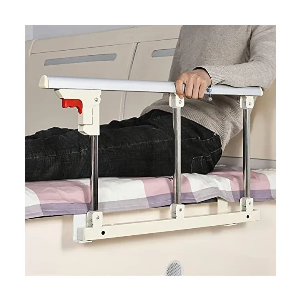 Foldable Bed Rail, Safety Side Assist Handrails for Seniors, Portable Side Metal Handle Bumper, Fall Protection Bed Barrier for Toddler Adults Home Hospital Use