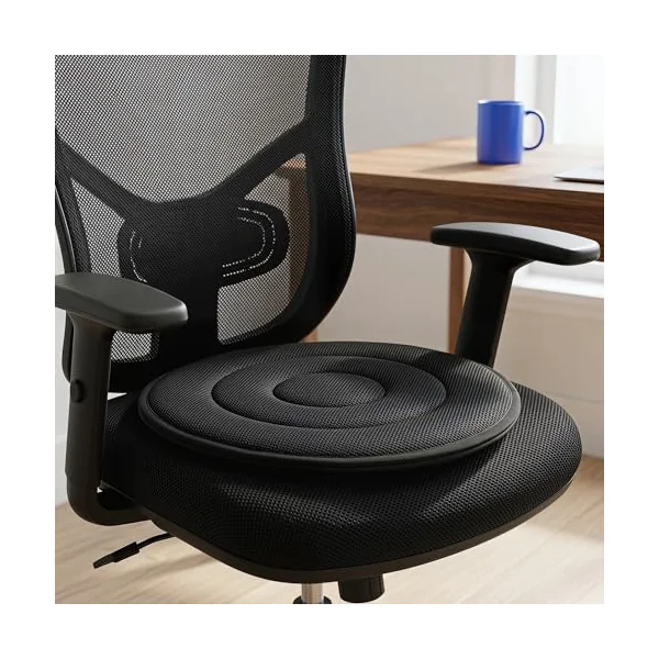 FOMIYES 2pcs Rotating Swivel Seat Cushion for Car and Office Chair with 360 Degree Rotation and Antislip Bottom, Ergonomic round Pads for Elderly Assistance and Transferring from Bed