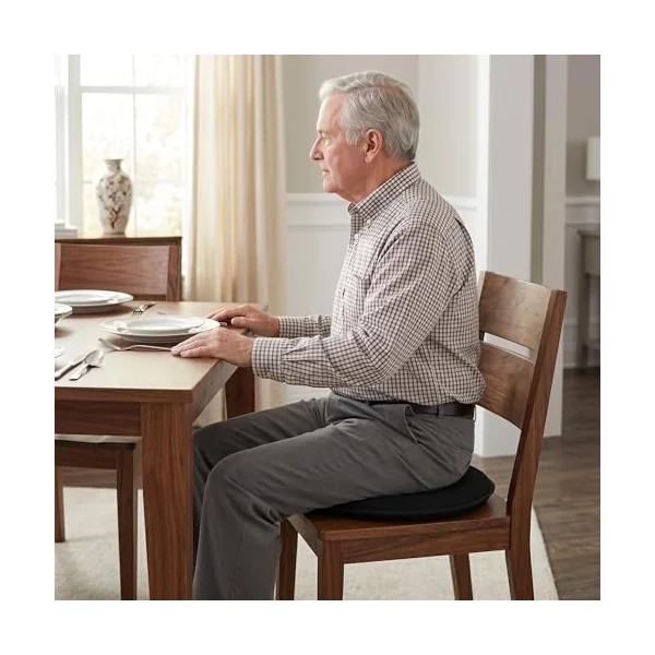 FOMIYES 2pcs Rotating Swivel Seat Cushion for Car and Office Chair with 360 Degree Rotation and Antislip Bottom, Ergonomic round Pads for Elderly Assistance and Transferring from Bed