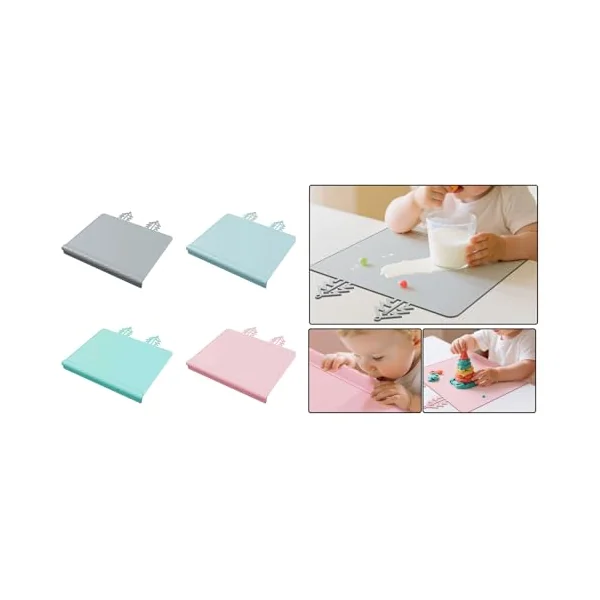 Food Grade Silicone Kids Placemat Washable Dinner Mat Anti-Slip Feeding Pad for Anti Slip Silicone Highchair Mat