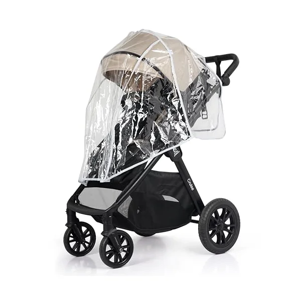 For Your Little One Cruise 3-in-1 Travel System with i-Size Car Seat, Stroller, 13kg Pram, Height Adjustable Handle, Pram, Newborn 0-4 Years Free Raincover and Cupholder (Dune Beige)