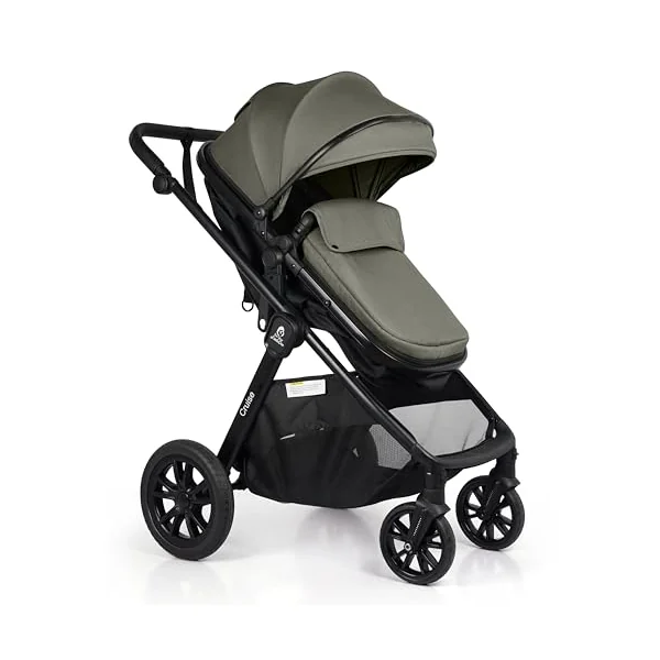 For Your Little One Cruise 3-in-1 Travel System with i-Size Car Seat, Stroller, 13kg Pram, Height Adjustable Handle, Pram, Newborn 0-4 Years Free Raincover and Cupholder (Pebble Sage)