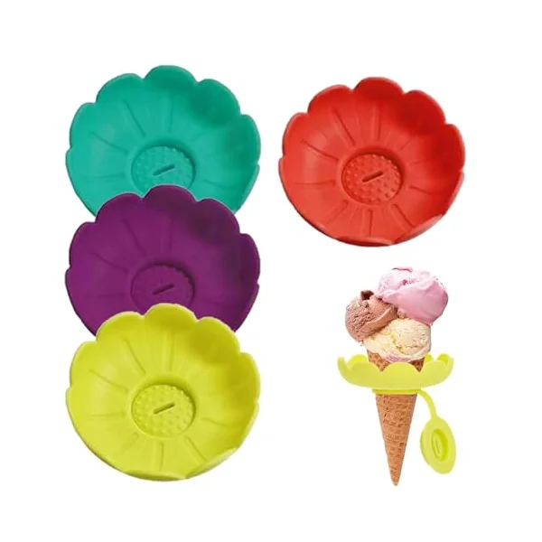 Freeze Pop Holders for Kids Reusable Drip-Proof Dessert Cup | 4 Pieces Ice Cream Drip Catcher for Girls Home Daily Snack Birthdays Hot Weather Picnic Camping Travel Backyard Pool Picnic