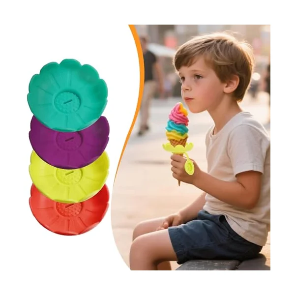 Freeze Pop Holders for Kids Reusable Drip-Proof Dessert Cup | 4 Pieces Ice Cream Drip Catcher for Girls Home Daily Snack Birthdays Hot Weather Picnic Camping Travel Backyard Pool Picnic