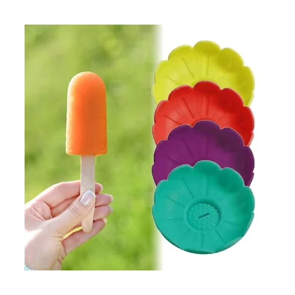 Freeze Pop Holders for Kids Reusable Drip-Proof Dessert Cup | 4 Pieces Ice Cream Drip Catcher for Girls Home Daily Snack Birthdays Hot Weather Picnic Camping Travel Backyard Pool Picnic
