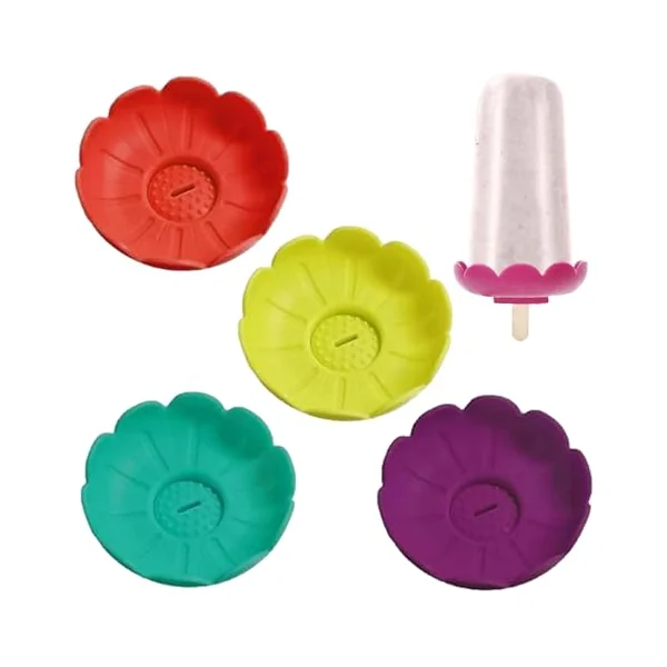 Freeze Pop Holders for Kids Reusable Drip-Proof Dessert Cup | 4 Pieces Ice Cream Drip Catcher for Girls Home Daily Snack Birthdays Hot Weather Picnic Camping Travel Backyard Pool Picnic