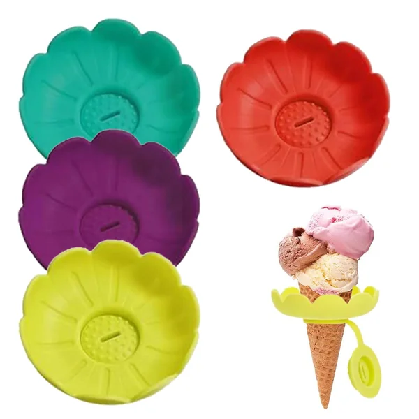 Freeze Pop Holders for Kids Reusable Drip-Proof Dessert Cup | 4 Pieces Ice Cream Drip Catcher for Girls Home Daily Snack Birthdays Hot Weather Picnic Camping Travel Backyard Pool Picnic