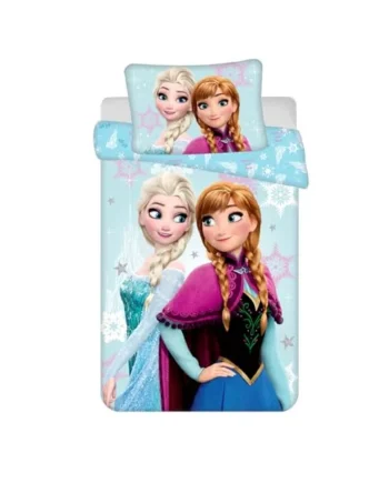 Frozen Baby Duvet Cover 100x135 + Pillowcase 40x60 Cotton Light Blue Elsa | Reversible baby bedding | Natural cotton soft breathable | Anna Olaf Disney | Girls age 0-3 | Cot size | Gift | Gift idea