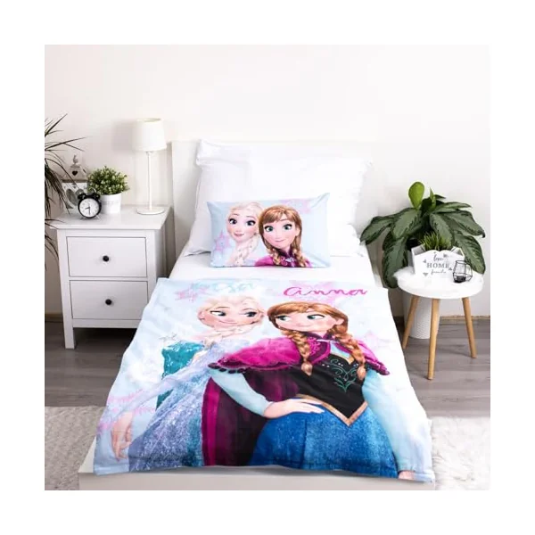Frozen Baby Duvet Cover 100x135 + Pillowcase 40x60 Cotton Light Blue Elsa | Reversible baby bedding | Natural cotton soft breathable | Anna Olaf Disney | Girls age 0-3 | Cot size | Gift | Gift idea