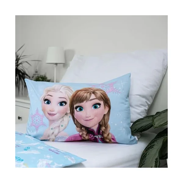 Frozen Baby Duvet Cover 100x135 + Pillowcase 40x60 Cotton Light Blue Elsa | Reversible baby bedding | Natural cotton soft breathable | Anna Olaf Disney | Girls age 0-3 | Cot size | Gift | Gift idea