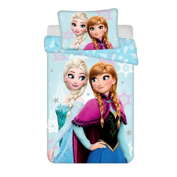 Frozen Baby Duvet Cover 100x135 + Pillowcase 40x60 Cotton Light Blue Elsa | Reversible baby bedding | Natural cotton soft breathable | Anna Olaf Disney | Girls age 0-3 | Cot size | Gift | Gift idea