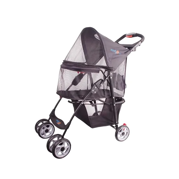 Full-Window pet Stroller 4 Wheels for Cats & Dogs, with Storage Basket,Cup Holder, Travel Puppy/Cats Stroller.