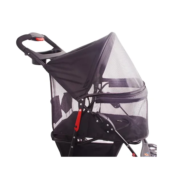 Full-Window pet Stroller 4 Wheels for Cats & Dogs, with Storage Basket,Cup Holder, Travel Puppy/Cats Stroller.
