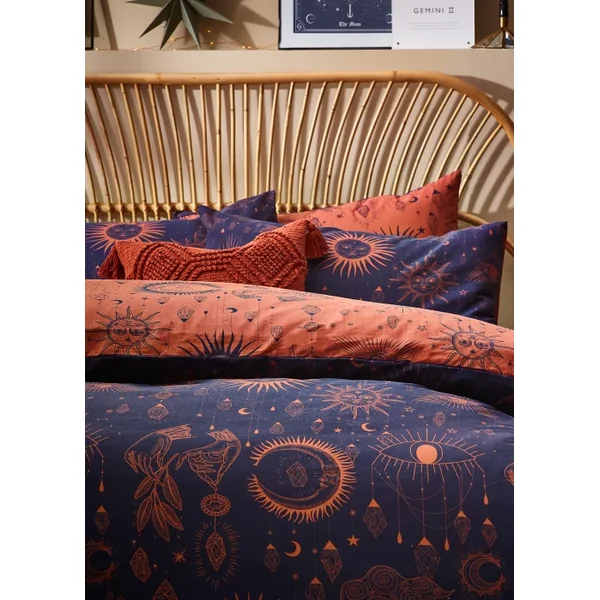 furn. Constellation Celestial Duvet Cover Set Bronze/Navy