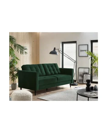 Furniturebox Jenna 3 Seater Emerald Green Velvet Sofa With Solid Wood Frame