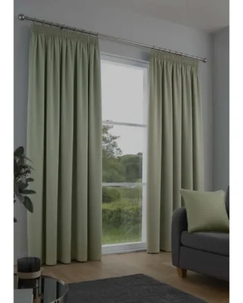 Fusion Galaxy Dimout Green Pencil Pleat Curtains