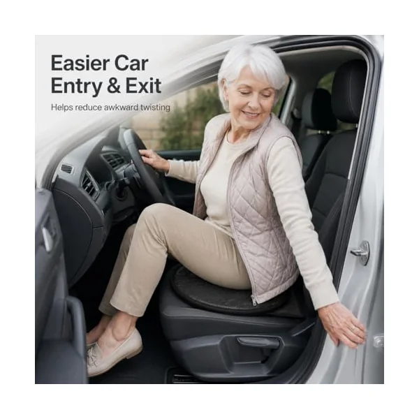 Gadpiparty 360 Rotating Car Seat Cushion Universal Swivel Pad Lightweight Breathable Anti-Slip Cushion for Elderly Disabled and Pregnancy Mobility Aid