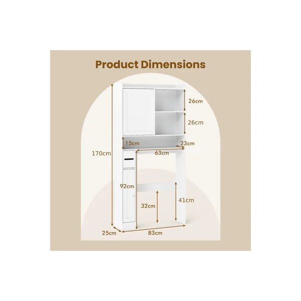 GAINOOM Over-the-Toilet Storage Cabinet Standing Toilet Rack w/ Sliding Door
