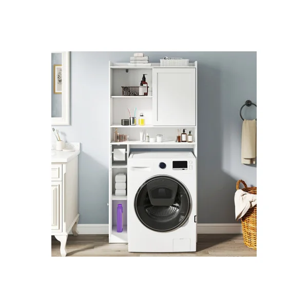 GAINOOM Over-the-Toilet Storage Cabinet Standing Toilet Rack w/ Sliding Door