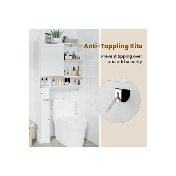 GAINOOM Over-the-Toilet Storage Cabinet Standing Toilet Rack w/ Sliding Door