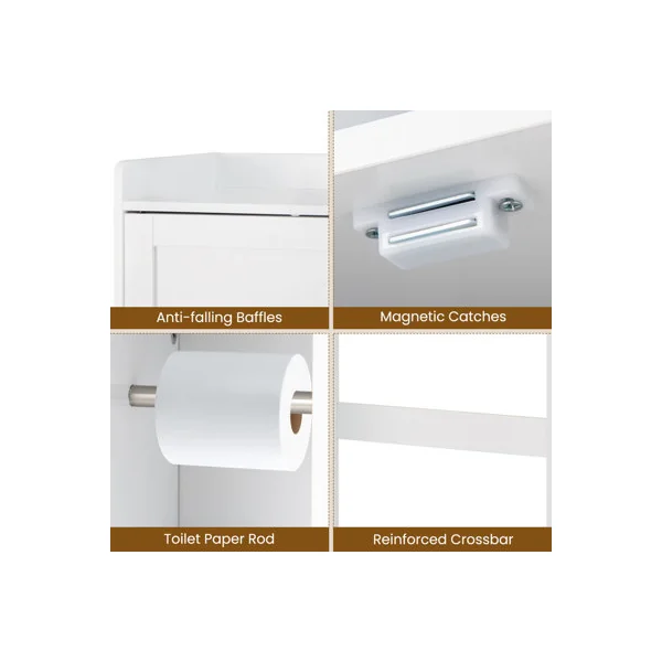 GAINOOM Over-the-Toilet Storage Cabinet Standing Toilet Rack w/ Sliding Door