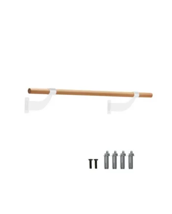 GAINOOM Wall-Mounted White Ballet Barre 4 FT Single Ballet Bar Beech Wood Ballet Equipment