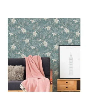 Galerie Havana Blue Beige Floral Textured Wallpaper