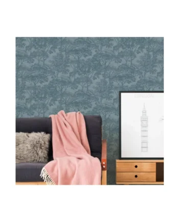 Galerie Havana Blue Tree Motif Textured Wallpaper