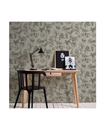 Galerie Havana Brown Black Jungle Palms Textured Wallpaper