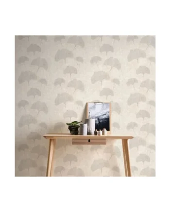 Galerie Havana Greige Ginkgo Leaf Textured Wallpaper