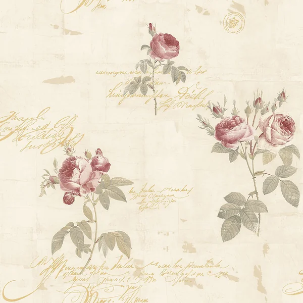 Galerie Rose Garden Beige Vintage Roses Smooth A4 Wallpaper Sample