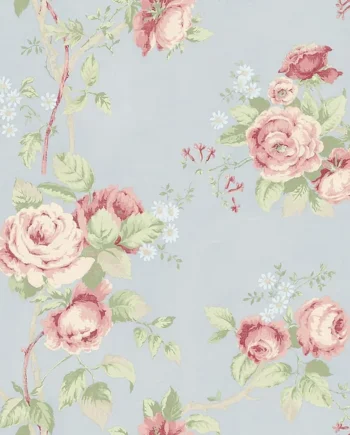 Galerie Rose Garden Blue Bold Floral Print Smooth Wallpaper