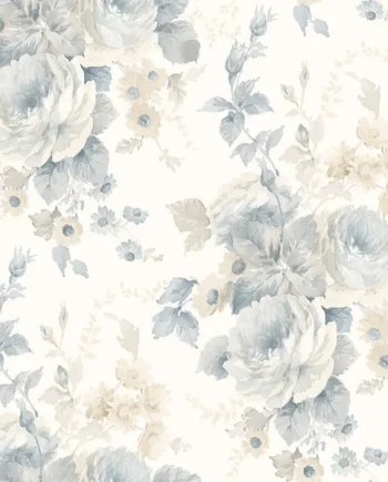 Galerie Rose Garden Blue Bold Roses Smooth A4 Wallpaper Sample
