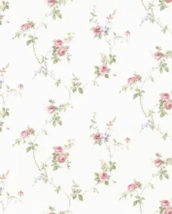 Galerie Rose Garden Pink Roses on Vines Smooth A4 Wallpaper Sample