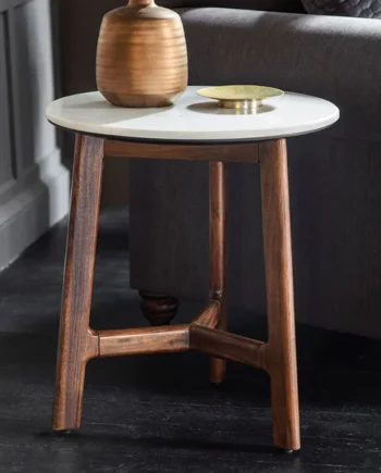 Gallery Barcelona White Marble Top Side Table