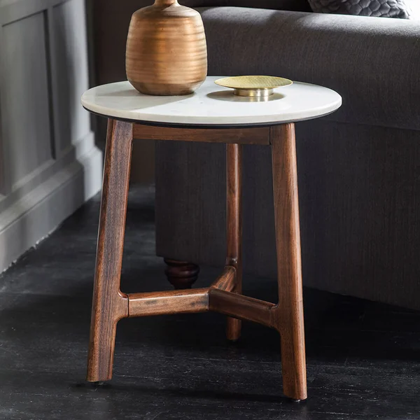 Gallery Barcelona White Marble Top Side Table