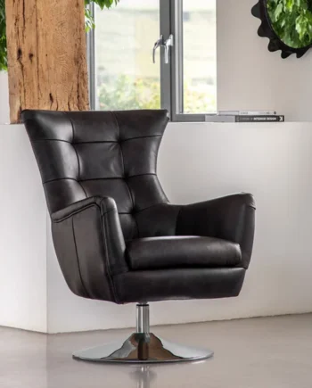 Gallery Bristol Grey Nubuck Leather Swivel Chair