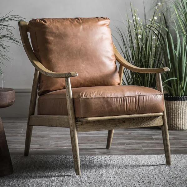Gallery Reliant Brown Leather Armchair