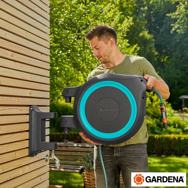 Gardena Wall-Mounted 35m (114.8ft) Hose Box with Automatic Roll-Up