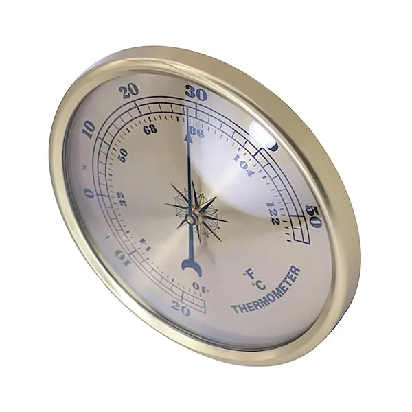 Gatuida Metal round Lightweight Compact Temperature Gauge for Indoor Living Room and Baby Room Use with Decorative Golden Metal Design