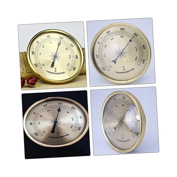 Gatuida Metal round Lightweight Compact Temperature Gauge for Indoor Living Room and Baby Room Use with Decorative Golden Metal Design