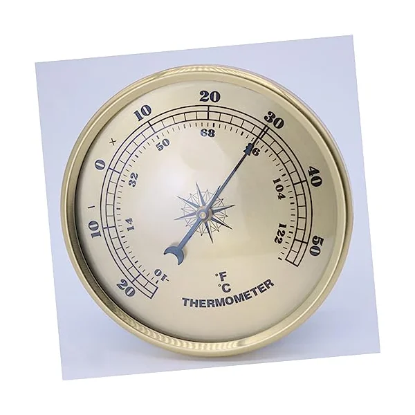 Gatuida Metal round Lightweight Compact Temperature Gauge for Indoor Living Room and Baby Room Use with Decorative Golden Metal Design